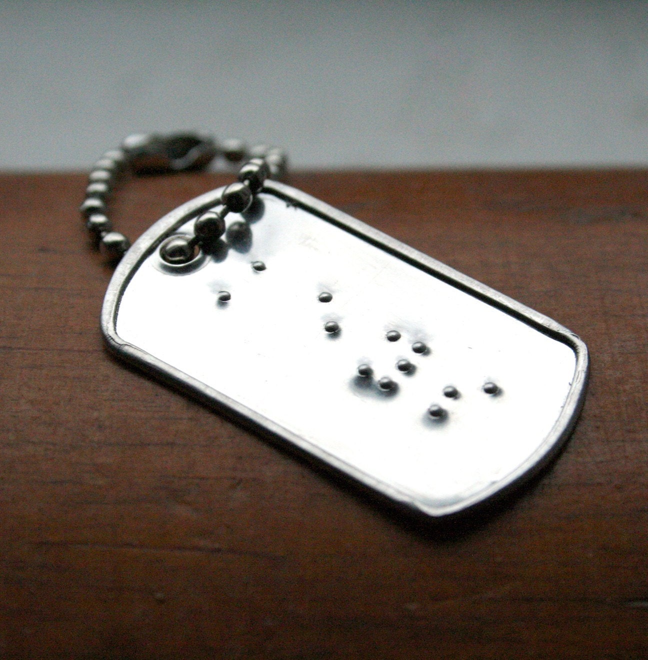 Custom Stainless Braille Dog Tag Keychain