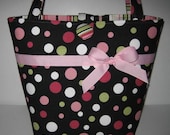 Jeanniebags Diaper Bag Tote Pink Black Polka dots