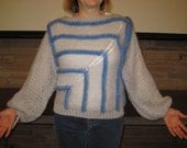 Varigated blue acrylic womens sweater