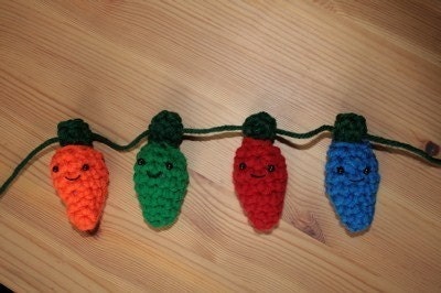 Crochet String of Oldfashioned Smiling Bulb Lights