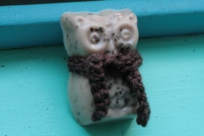 Cookies and Cream Owl Soap with Crochet Scarf