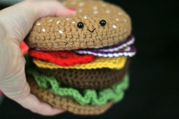 Crochet Cheeseburger PATTERN -- PDF