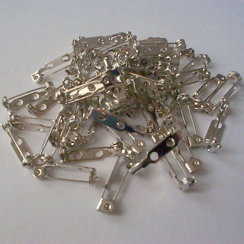 Brooch Bars x50 Nickle plated 20mm BULK BUY