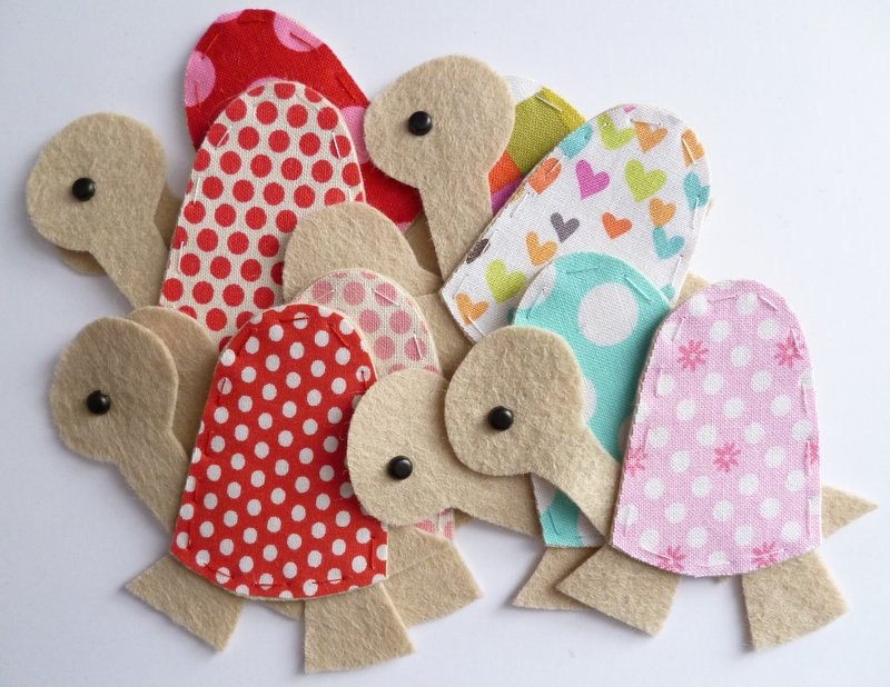 THREE fabric tortoises HANDMADE  embellishment / applique