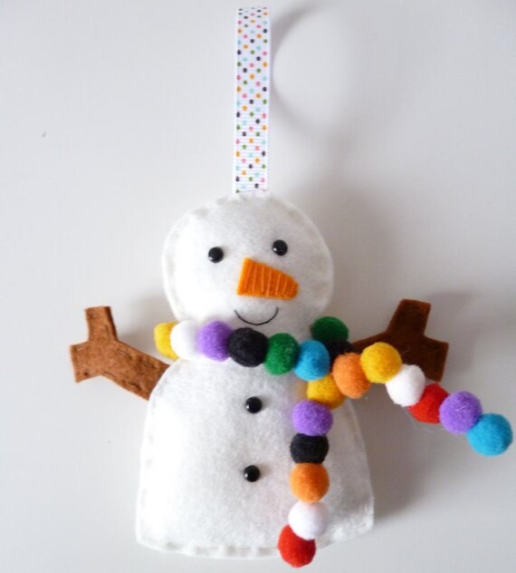felt pom pom snowman decoration