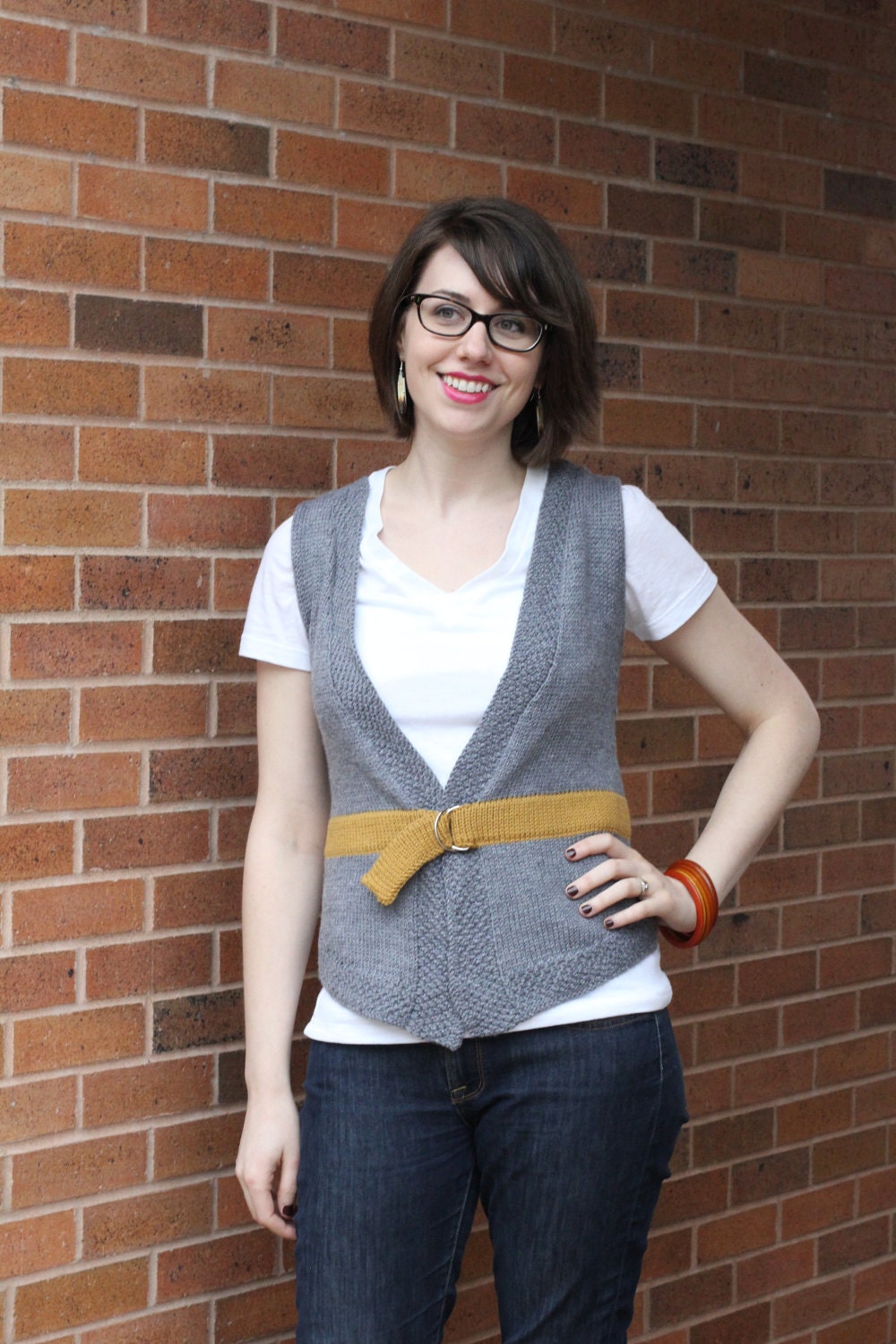 Put a Belt On It Vest Knitting Pattern