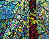 Abstract Fine Art Print Forest Blue Green Pine Sprites