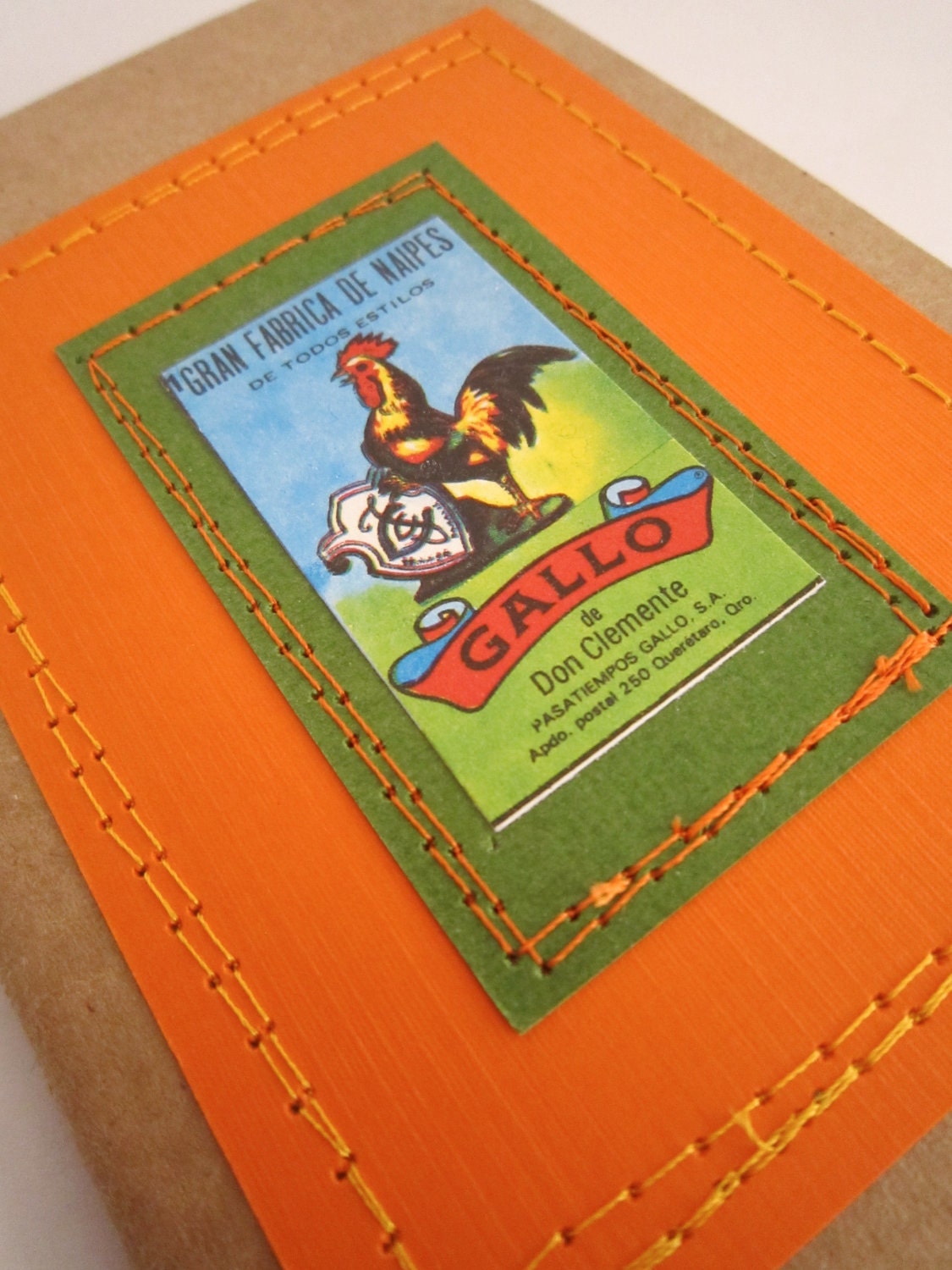 Rooster Journal . Small Moleskine . Stitched Loteria Rooster . Grid Pages