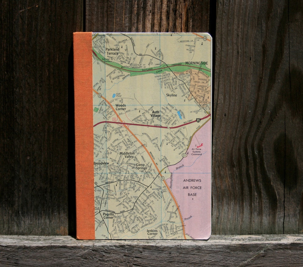 Vintage Paper Journal with Andrews Air Force Base map cover
