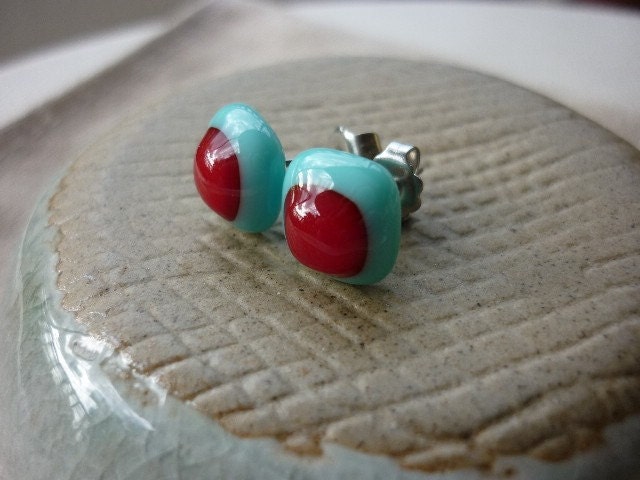 story time studs - fused glass earrings