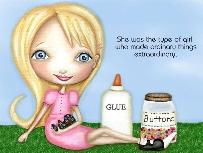 Crafty Girl Print Big Eyed Art