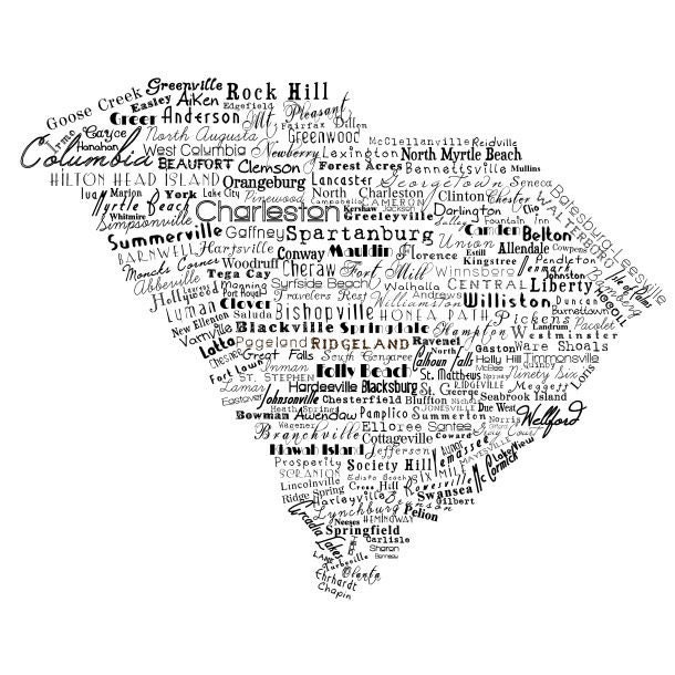 South Carolina Is Made Of Cities And Towns Print