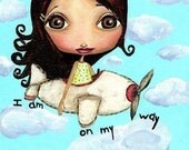 Girl in Plane Motivational Art Print