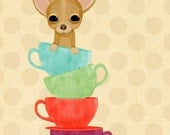 Chihuahua Art Print. Cute Dog Art. Teacup Chihuahua.