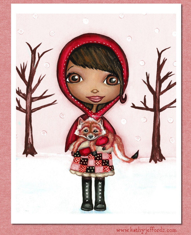 Little Red Riding Hood And Little Red Fox Art Print