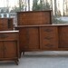 Bassett Butternut Mid Century Bedroom Set Dresser Credenza Mirror Headboard Foot Board Nightstand Retro Design