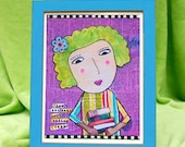 Book Club Word Art. "She's a Lean Mean Book Reading Queen." FOLK ART PRINT. Librarian. Girlfriend Gift. Library Card. Allison Strine.