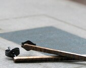 textured line post earrings- oxidized brass