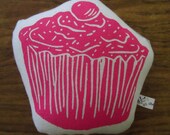 block print cupcake stuffie mini pillow