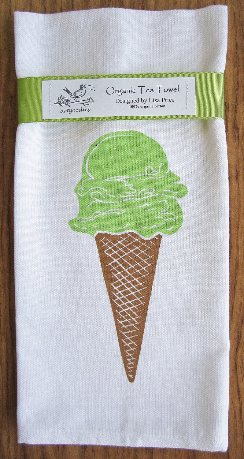 ice cream organic  tea towel