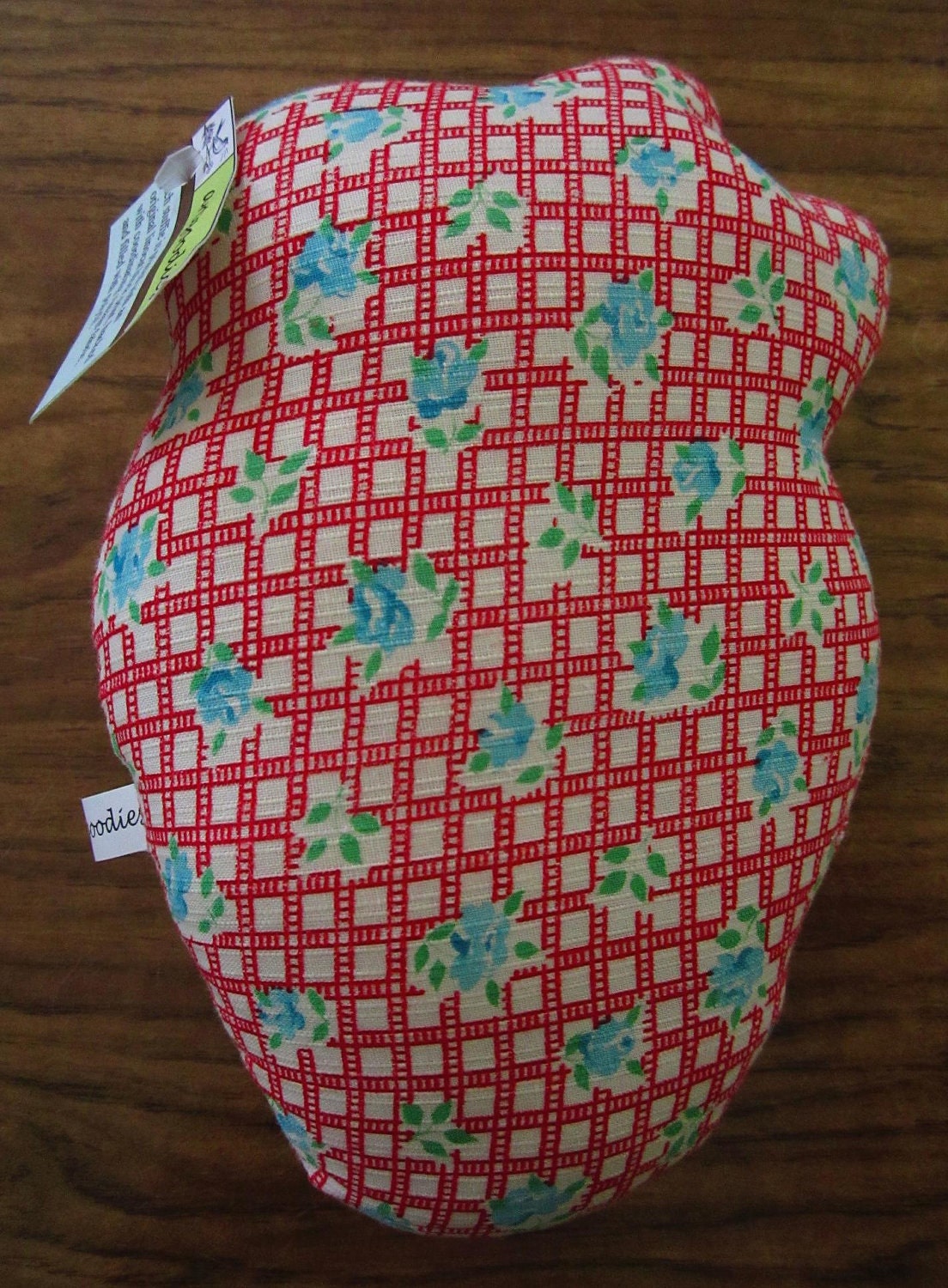 block print strawberry stuffie