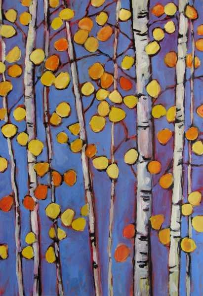 Quaking Aspens- Abstract, Huge Contemporary Acrylic on a Extra Large Canvas Commissioned Painting by Patty Baker