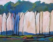 Tall Summer Trees- Abstract, Huge Contemporary Acrylic on a Extra Large Canvas Commissioned Painting by Patty Baker