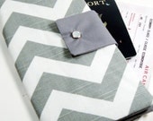 Travel Passport Wallet in Gray Chevron Zig Zag boarding pass case