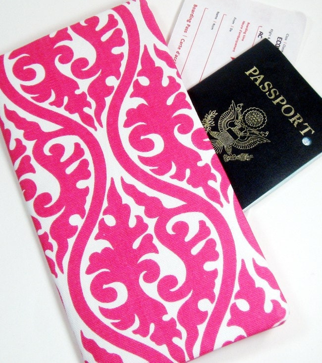 Passport Travel Wallet - Hot Pink Kimono boarding pass case