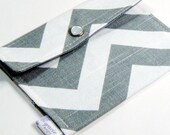 Mini Wallet Snap Pouch - Gray & White Chevron Zig Zag