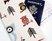 Travel Passport Wallet in Hooty Owl boarding pass case