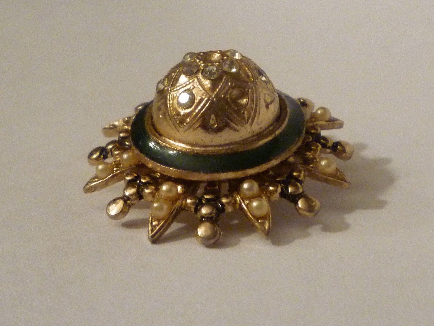 Vintage Green Enamel Coro Pin