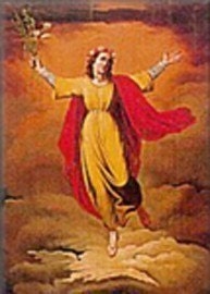Hangovers, St. Bibiana Glass Pendant Patron Saint Necklace on Orange Ball Chain