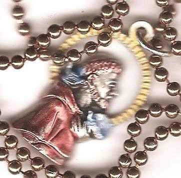 Animal Lovers, St. Francis of Assisi Patron Saint Necklace on Copper Colored Ball Chain