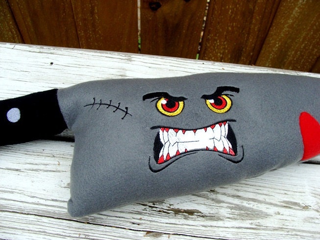 Maxwell the Angry Knife - Fleece Plush Toy or Pillow - Machine Embroidered