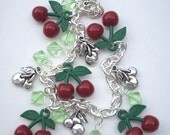 Rockabilly SWEET RED CHERRY Charm Bracelet