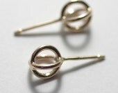 Little Gold Framework Orbs, 14k yellow solid gold earrings
