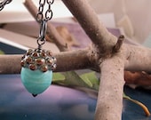 acorn, large turquoise blue, LORiOLA lampwork glass