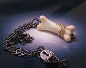 encrusted bone, lampwork glass and fine silver MADE TO ORDER