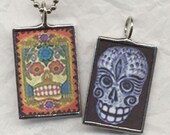 Day of the Dead CLASSIC SKULLS Art Glass Pendant