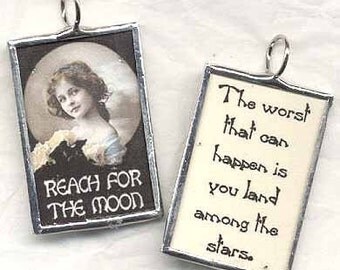REACH for the MOON Art Glass Pendant