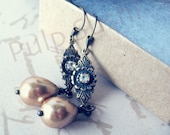 Pearl Coat Drop Dangle Earrings - Vanilla Latte - Wedding Bridesmaid Gift - swarovski crystals - pulpsushi