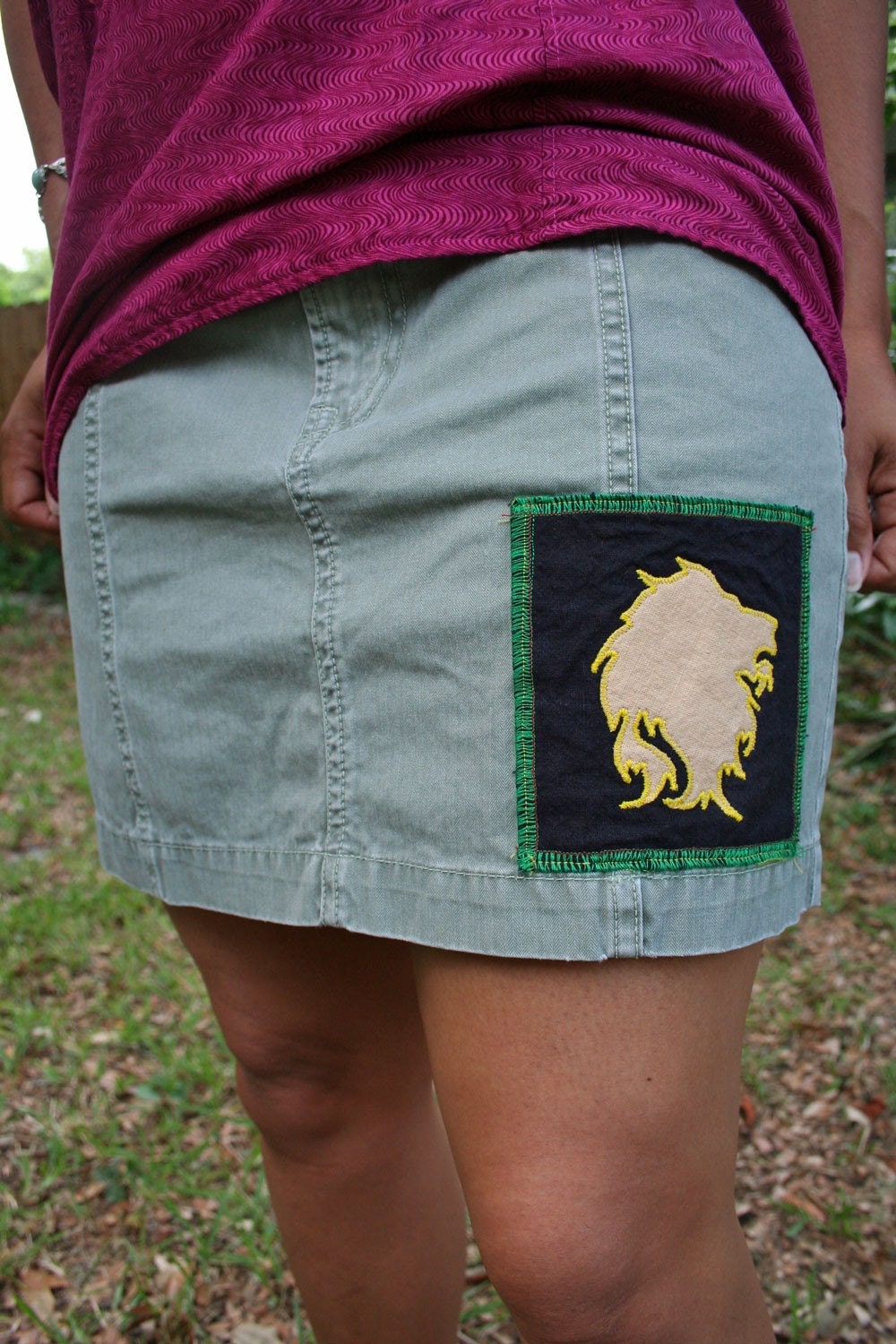 Recycled Lucky Rasta lion skirt