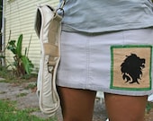 Recycled AE rasta lion applique patch skirt