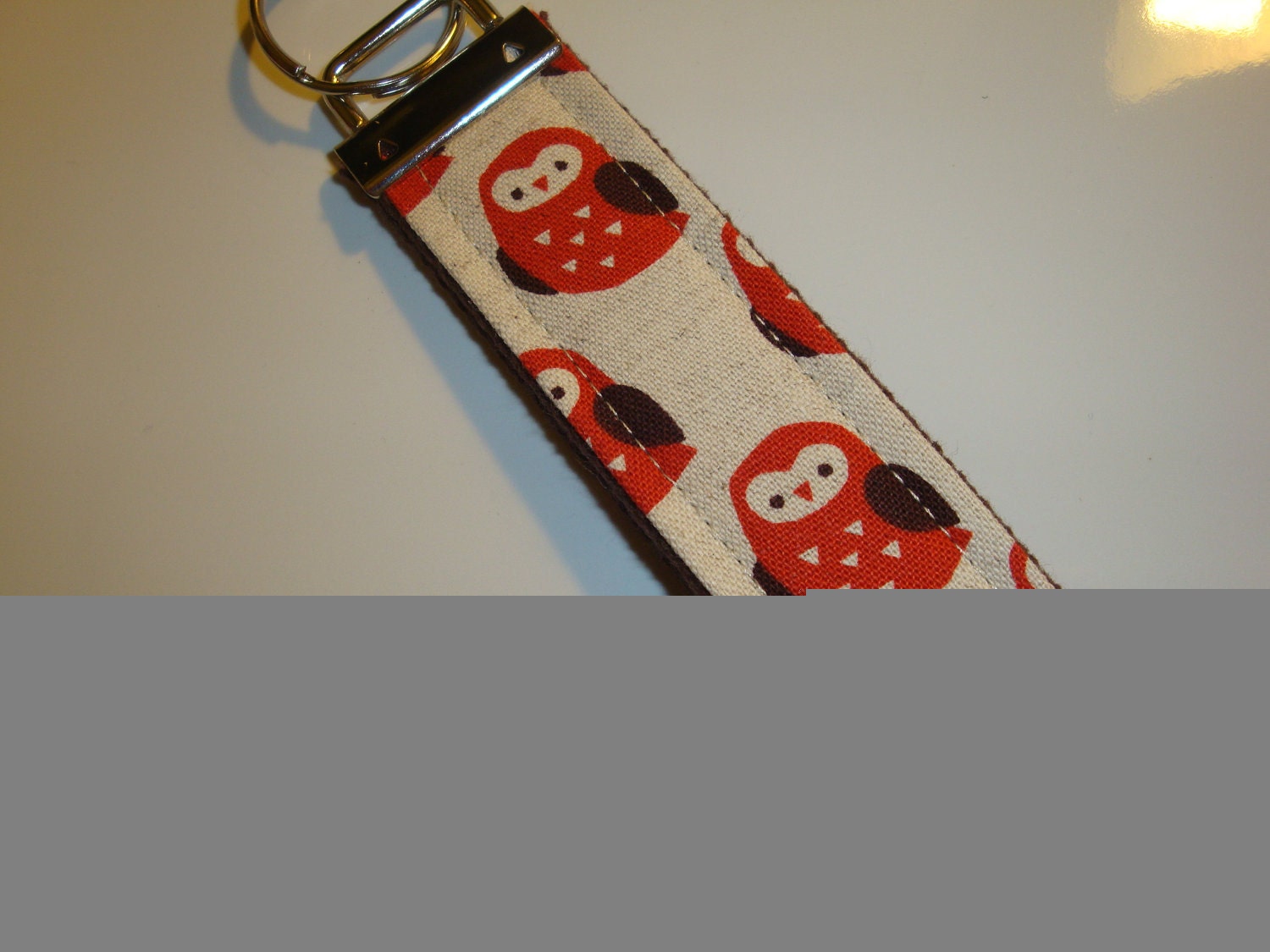 Red Owl Wristlet Keychain