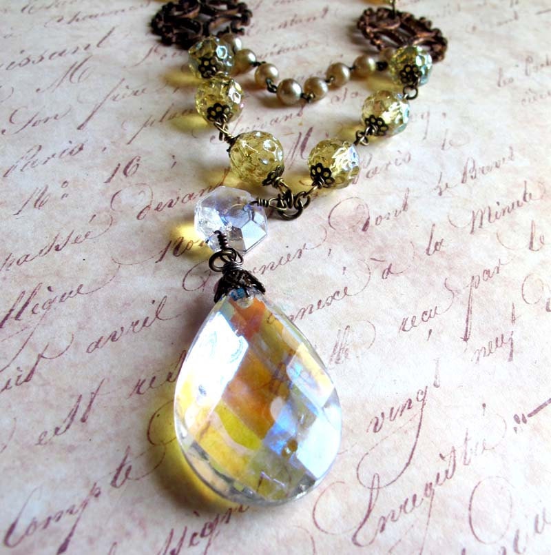 Iridescent Aurora Chandelier Crystal Necklace