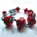 Blood Ruby Red Glass Bead Oxidized Sterling Silver Bracelet