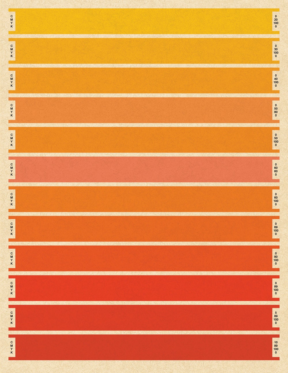Litmus Orange CMYK Print - Large - Print - Bars - Pantone - Index color - orange - 10x13