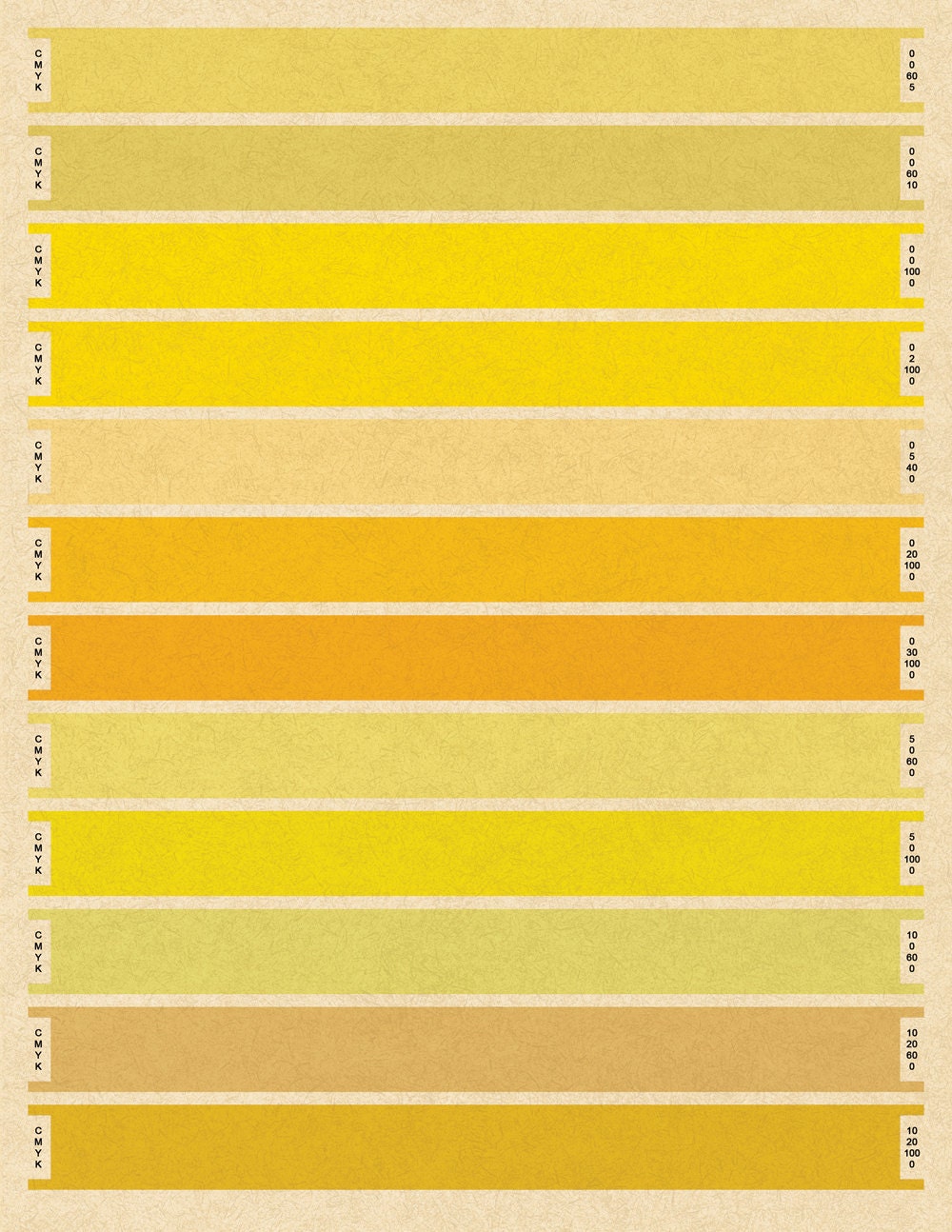 Litmus Yellow CMYK Print - Large - 10x13 - Print - Bars - Pantone - Index color - yellow