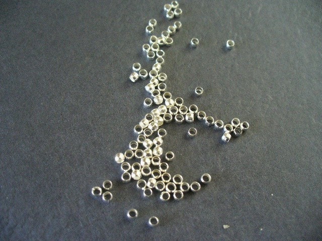 100 Silver Plated Roundelle Crimp Beads, 2mm